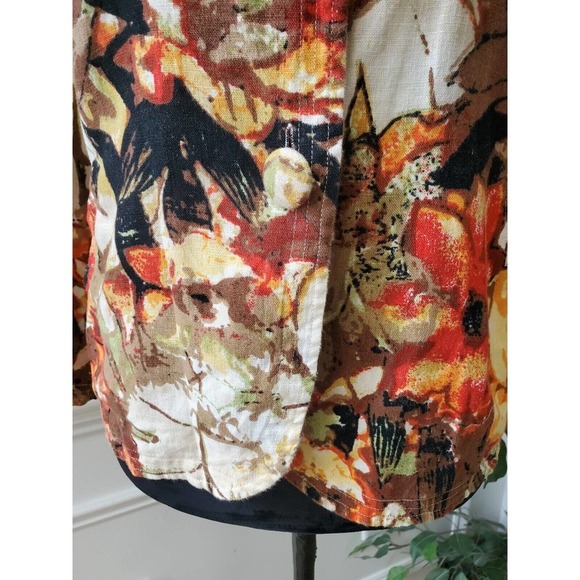 Choices Womens Multicolor Floral Long Sleeve Buttons Front Casual Jacket Size L - Picture 4 of 12